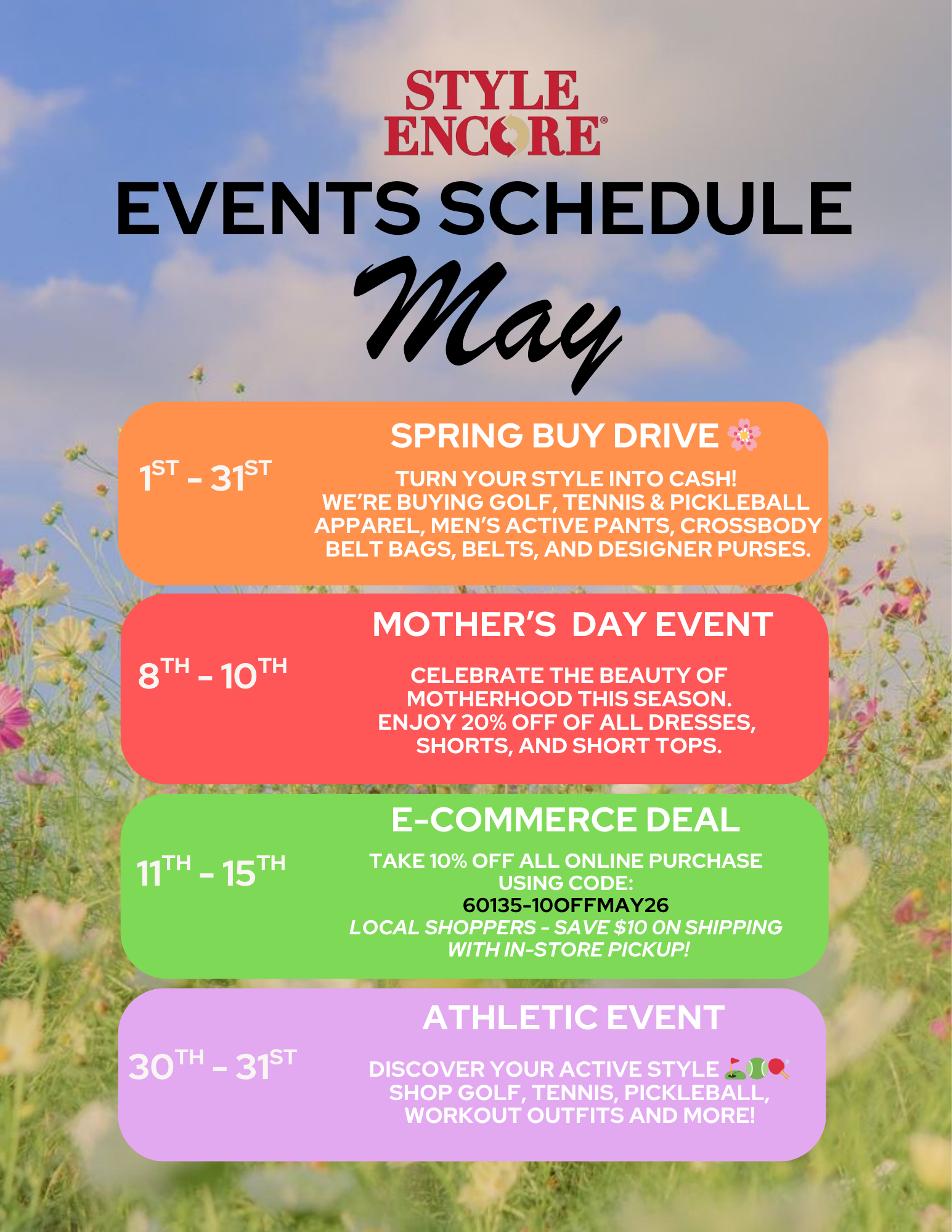 May Events Schedule